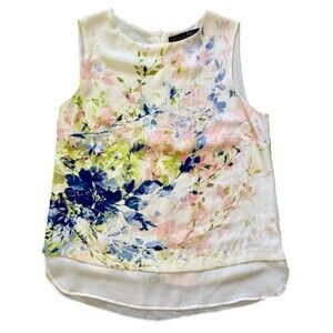 Rose And Olive Women’s Watercolor Floral Sheer Romantic Office Career Tank XS